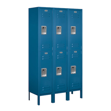 Salsbury Industries Wardrobe Locker, 36" W, 12" D, 66" H, (3) Wide, (6) Openings, Blue 62352BL-U